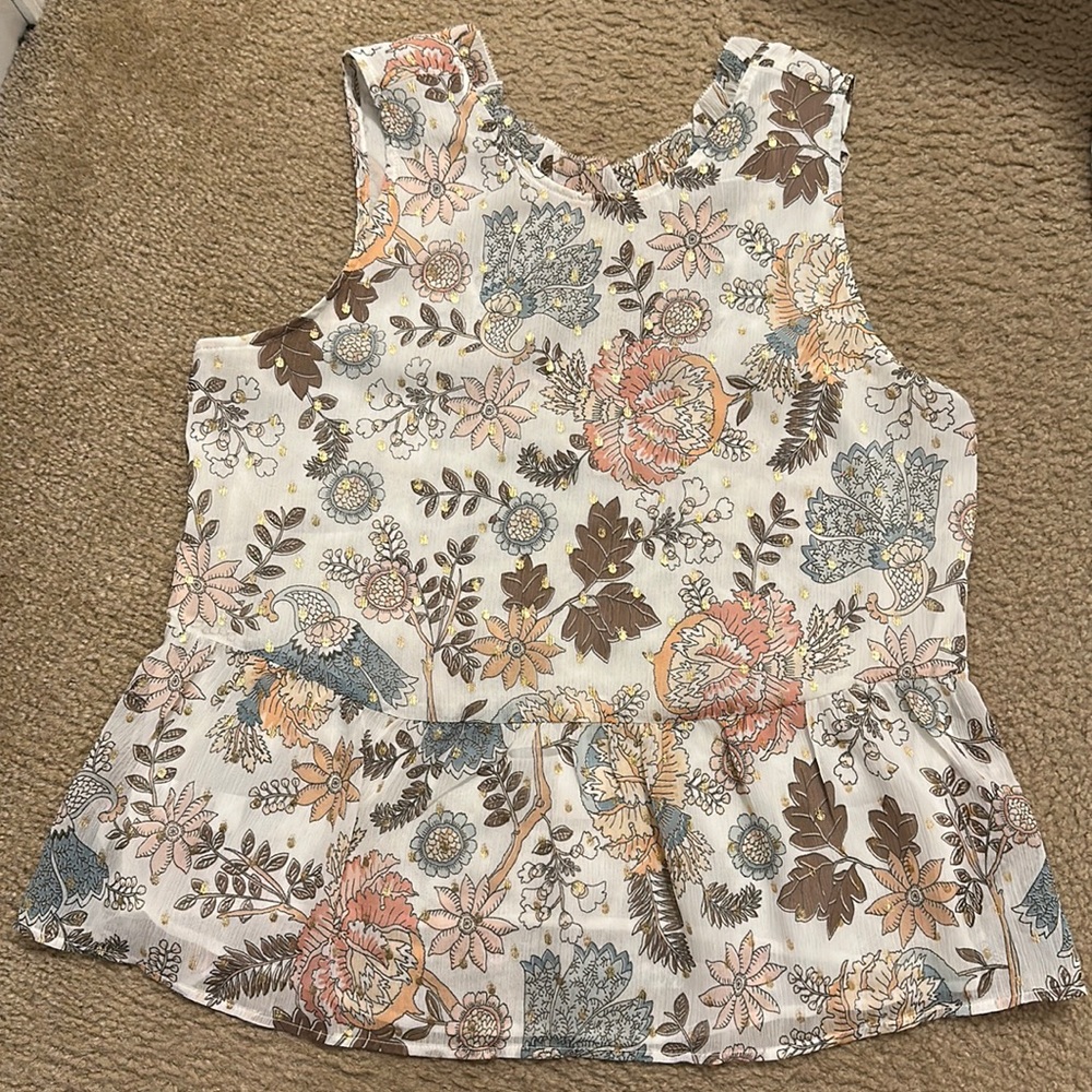 NEW Loft Floral Blouse, White and Pastel Florals - Size M